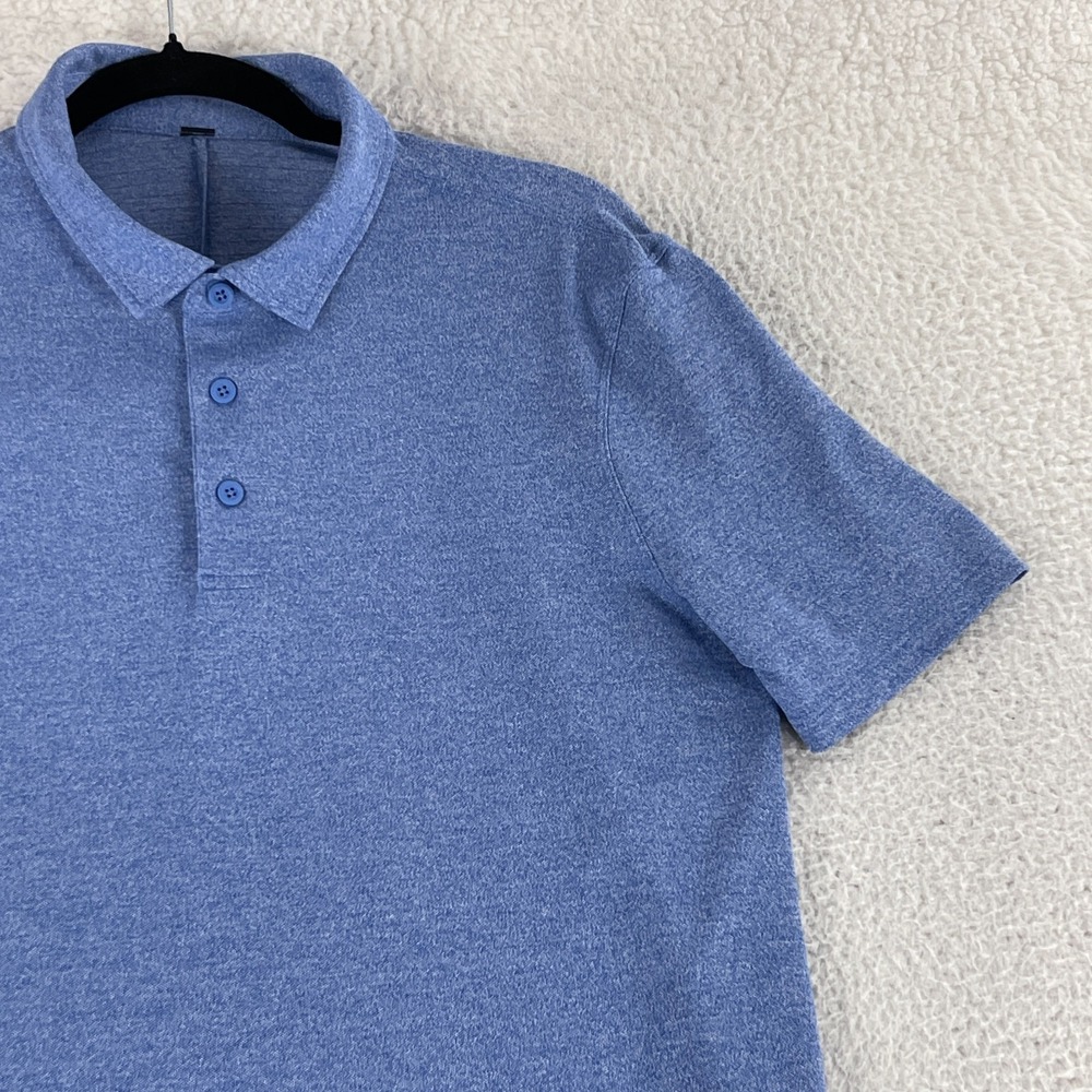 Lululemon Evolution Polo Shirt Mens Small Blue Short Sleeve Casual Golf Active - Picture 4 of 11